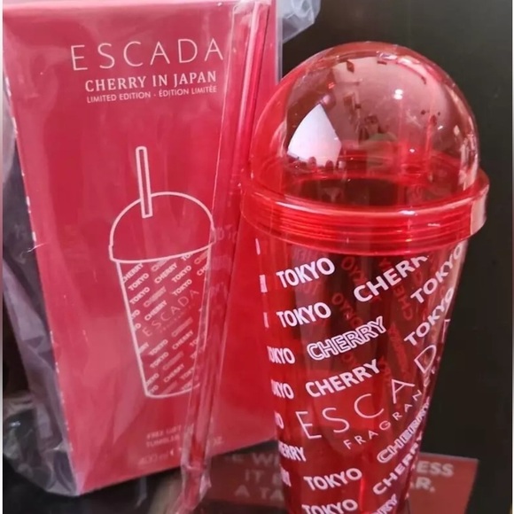 2/$30 Escada Cherry In Japan Red Tumbler with  straw 14 oz - Picture 4 of 5